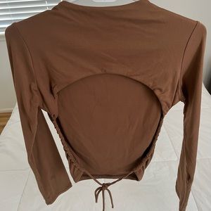 Brown blouse with open back